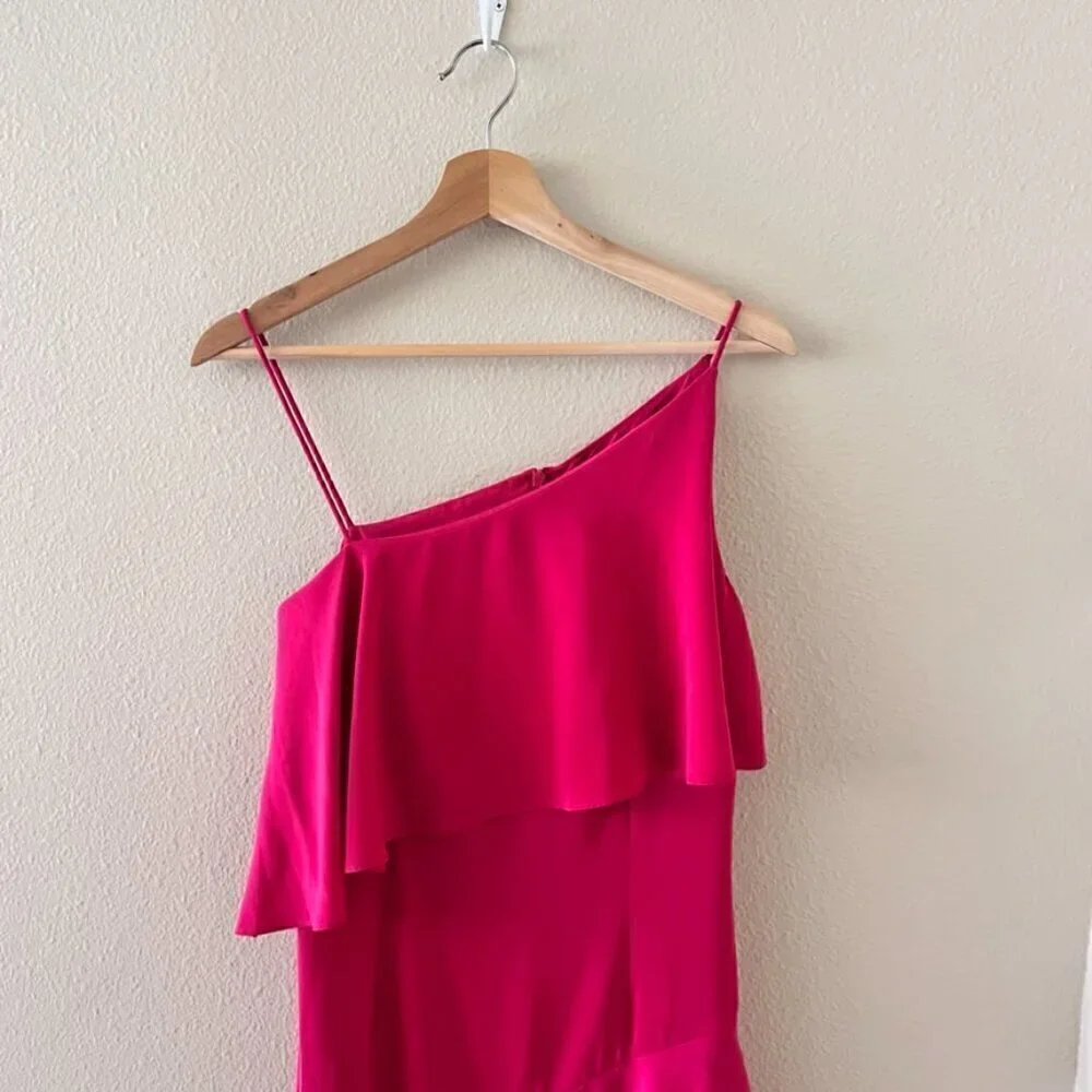 Keepsake The Label No Love Pink Chiffon Ruffle Midi Dress M​​​​​​​​​​​​​
